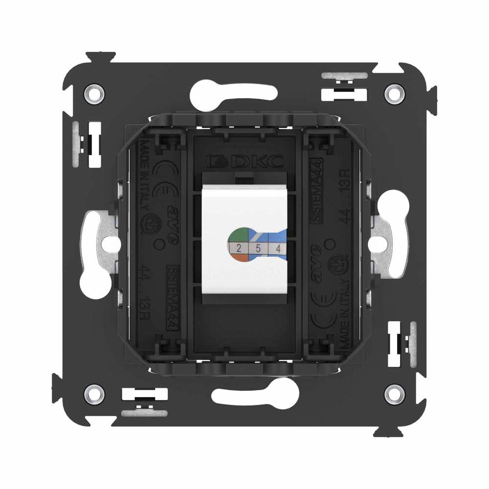 Компьютерная розетка RJ-45 без шторки в стену, кат.6 одинарная, "Avanti", "Черный матовый"