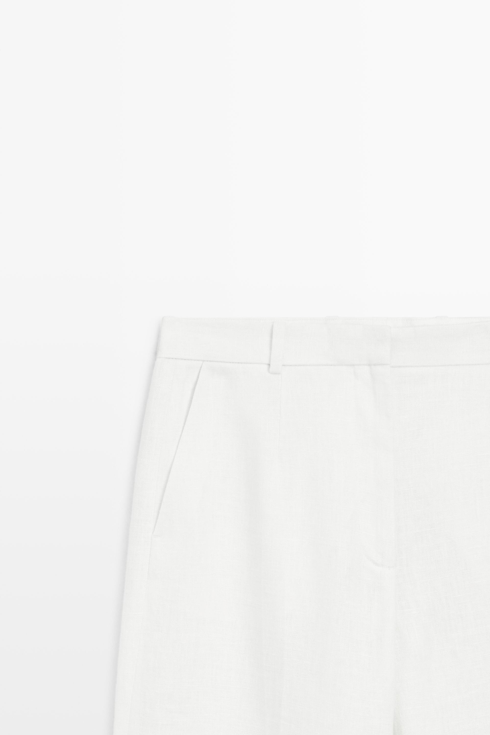 Massimo Dutti Брюки из 100% льна с защипами, белый