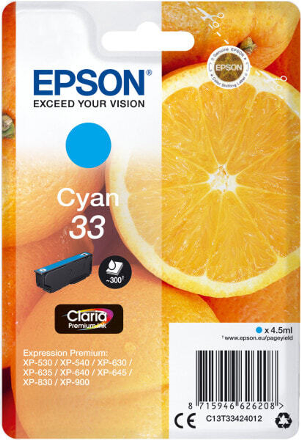 Картридж струйный голубой 1 шт Epson C13T33424022