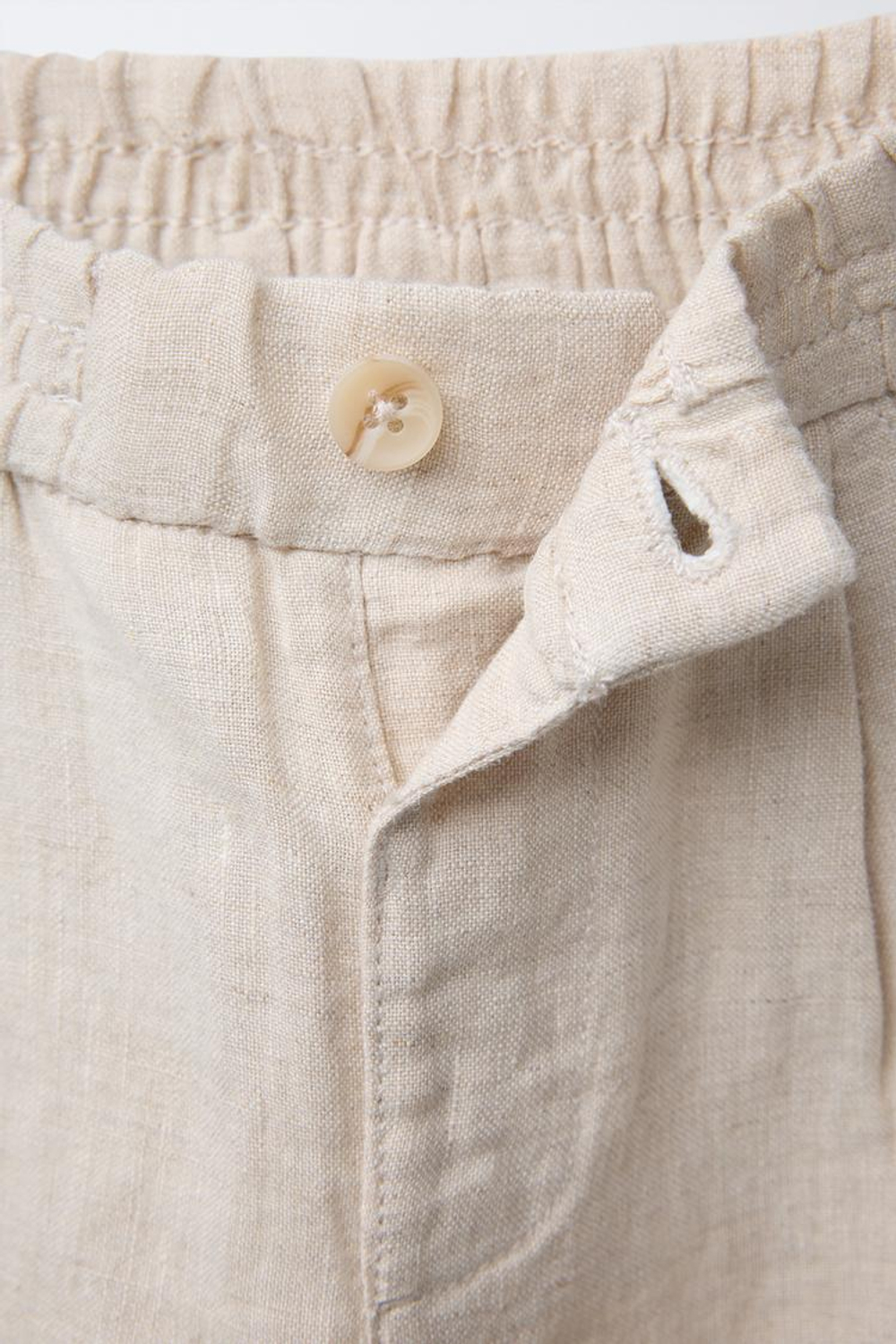 ZARA БРЮКИ BAGGY ИЗО ЛЬНА, СВЕТЛО-БЕЖЕВЫЙ