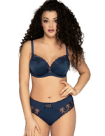 Темно-синий бюстгальтер Freesia с эффектной вышивкой на +size чашках (Размер: 95G) (Цвет: темно-синий)