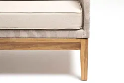 "Канны" диван 2-местный плетеный из роупа, основание дуб, роуп бежевый круглый, ткань бежевая 15052