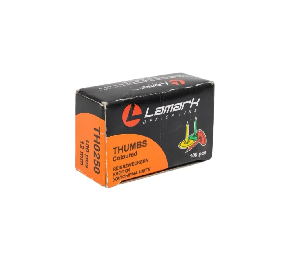 Кнопка канцелярская цвет. Lamark 100 шт. картонная коробка