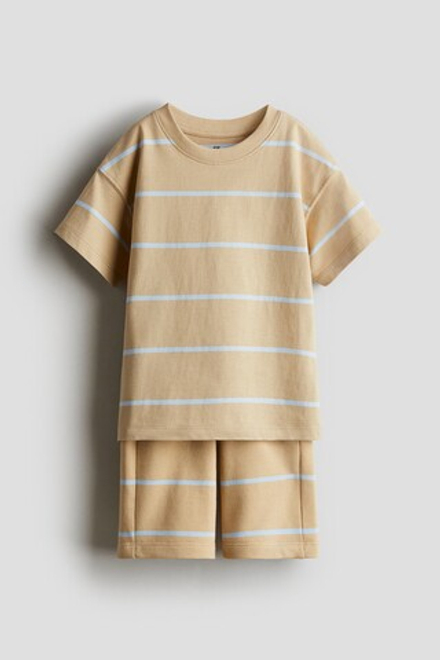 H&M Комплект из шортов и футболки, бежевый