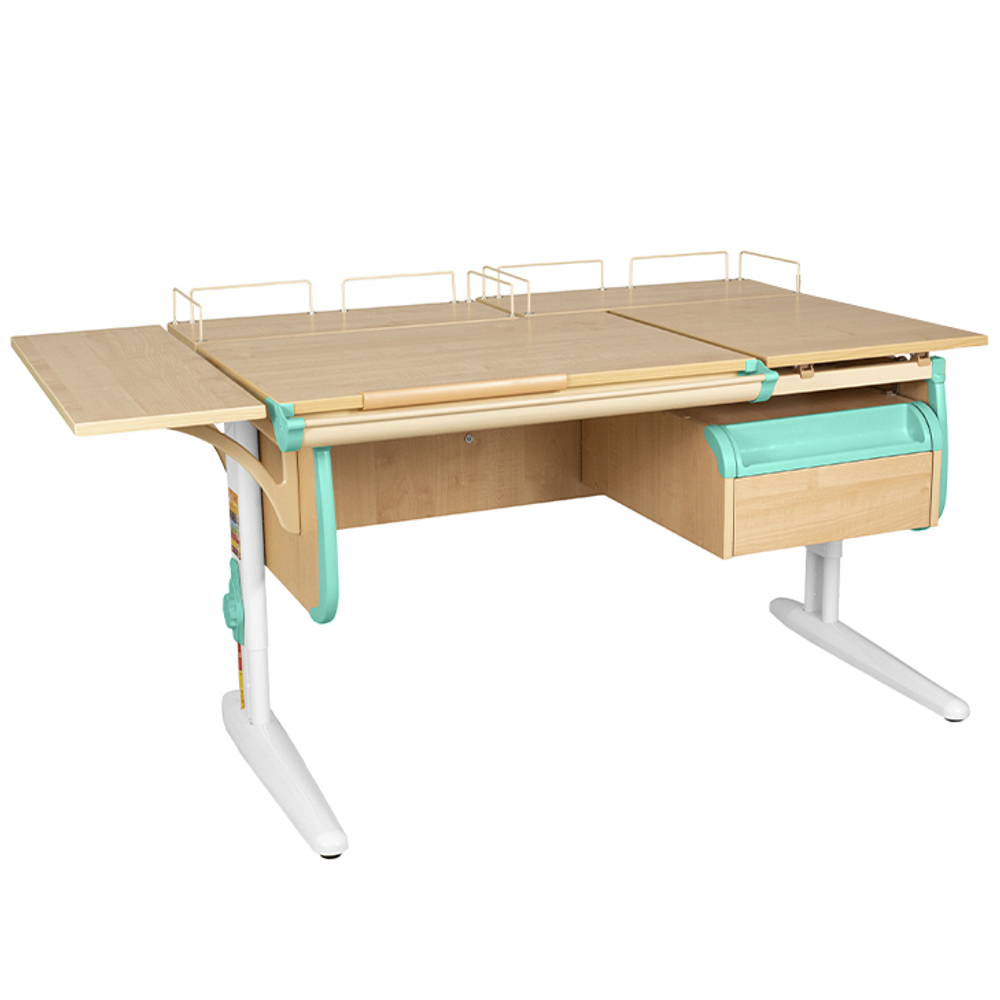 Растущая парта с навесной тумбой, задними и боковой полками Дэми СУТ 25-05-Б1 (1500×880 мм)