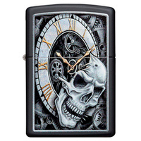 Зажигалка Zippo Skull Clock Design с покрытием Black Matte