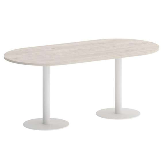 Onix Direct Стол овальный O.SPRG-3 Денвер Светлый/Металл Белый 1800*900*750