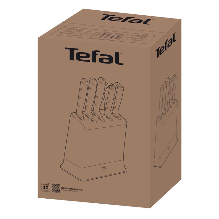 Набор ножей и блок Tefal Ever Sharp PRO со встроенной точилкой 6 предметов K297S744