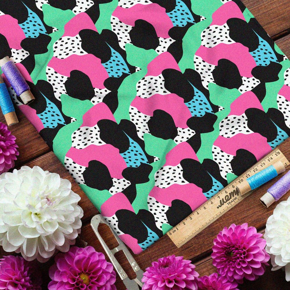 Ткань лён разноцветная корова