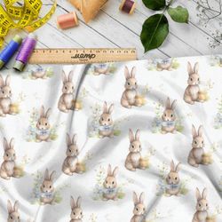 Ткань премиум флис милые зайчики