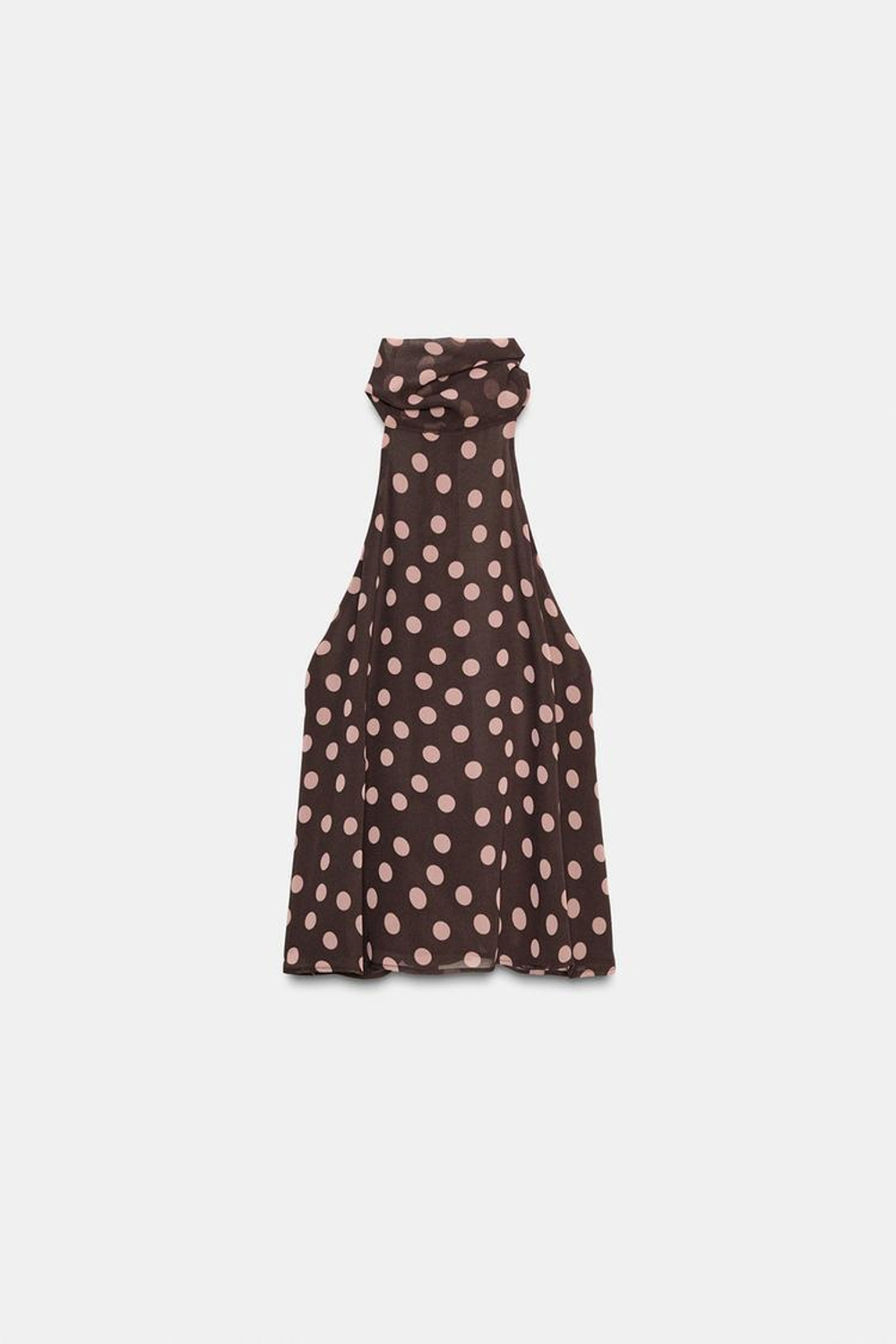 ZARA ТОП С ГОРЛОВИНОЙ ХАЛТЕР И ЗАВЯЗКАМИ, КОРИЧНЕВЫЙ