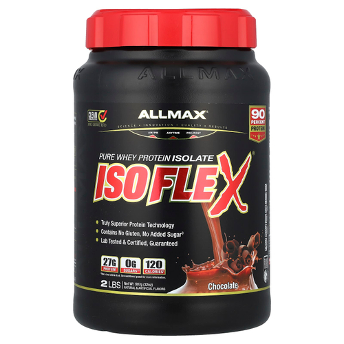 ALLMAX, ISOFLEX®, чистый изолят сывороточного протеина, шоколад, 2 фунта (907 г)