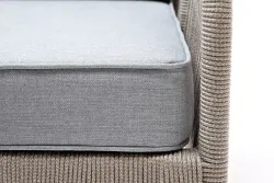 "Канны" кресло плетеное из роупа, каркас алюминий светло-серый (RAL7035) муар, роуп серый меланж круглый, ткань светло-серая