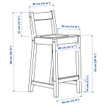 Барный стул со спинкой - NORDVIKEN IKEA/НОРДВИКЕН ИКЕА, 88х40х45 см, белый