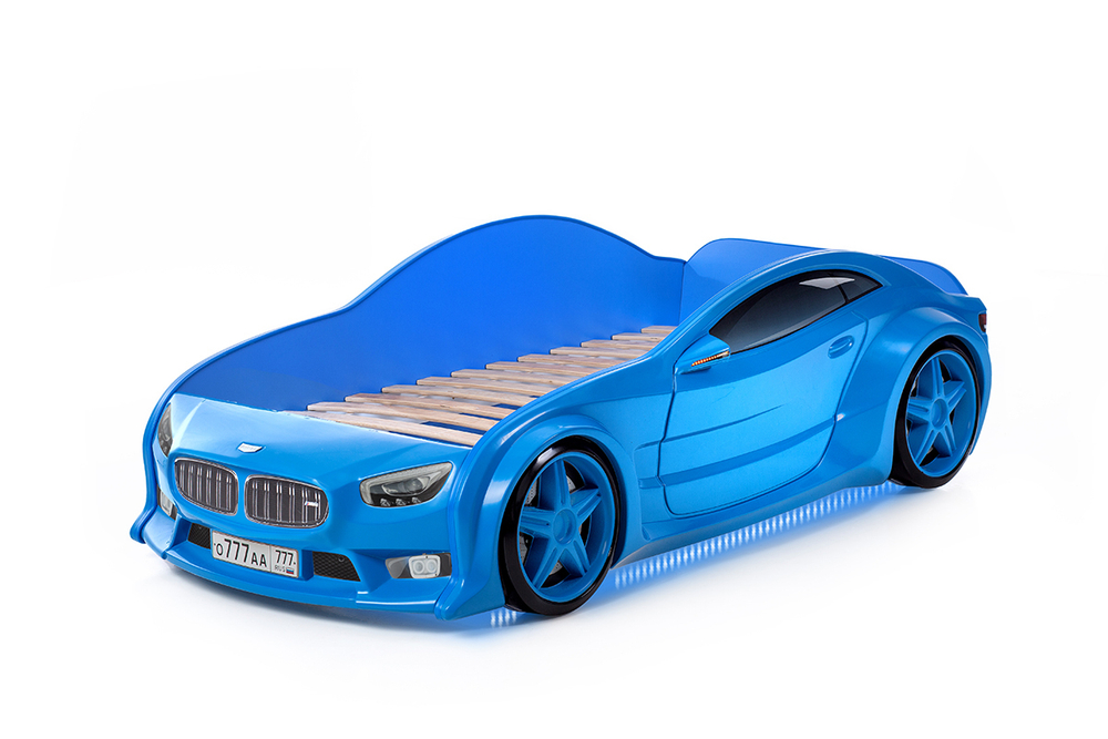 Объемная (3d) кровать-машина EVO "Мультибренд" (синяя)