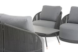 "Монтелла" лаунж-зона 5-местная плетеная из роупа (веревки), каркас алюминиевый темно-серый, роуп темно-серый