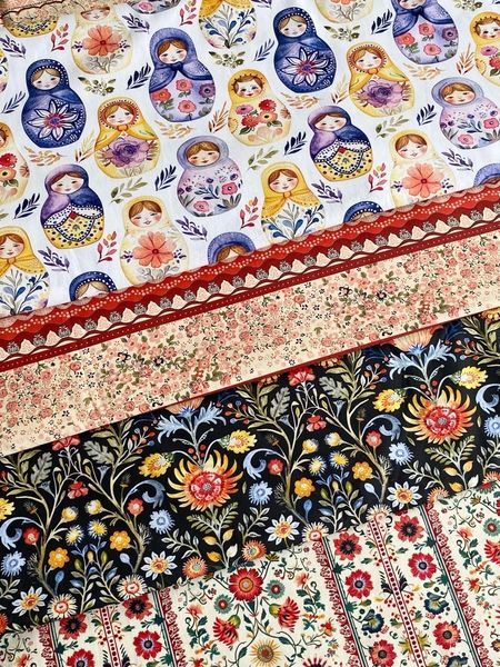 ПРЕДЗАКАЗ, МАТРЕШКИ, 100% хлопок, ширина 110 см 5