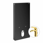 Инсталляция для биде со смесителем WasserKraft Naab 86BDT.050.BL.SQ7106 черная панель/смеситель золото глянцевое