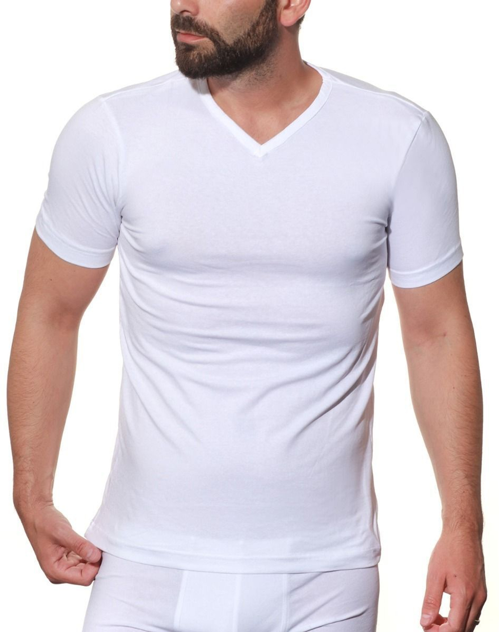 Мужская хлопковая футболка с V-образным вырезом горловины (Размер: XL) (Цвет: красный)