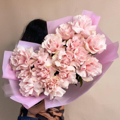 Розовые французские розы 15 шт