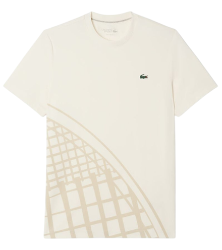 Мужская теннисная футболка Lacoste Ultra Dry Printed - ecru white