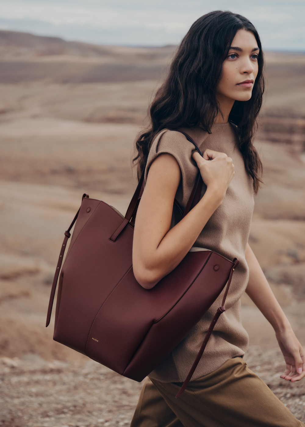 POLENE СУМКА CYME TOTE, ВИШНЕВЫЙ