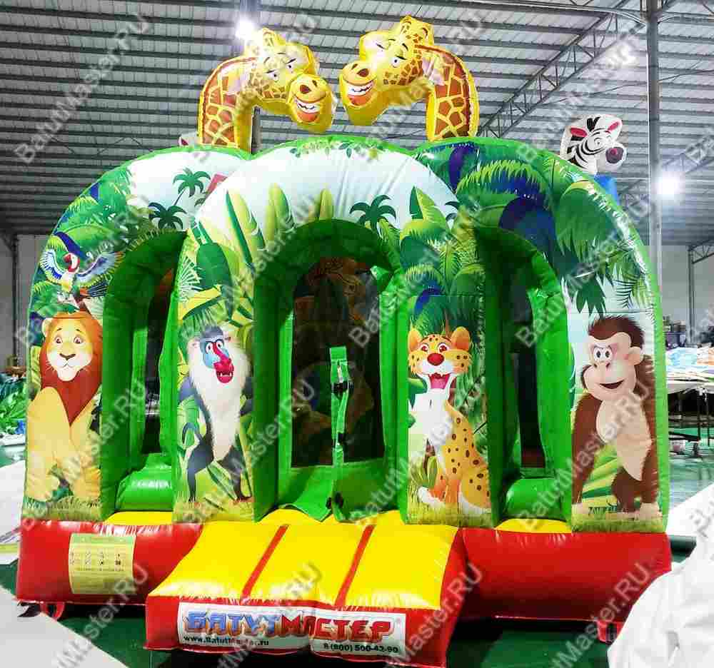 Коммерческий надувной батут "Законы джунглей" 6*4*2,8 м
