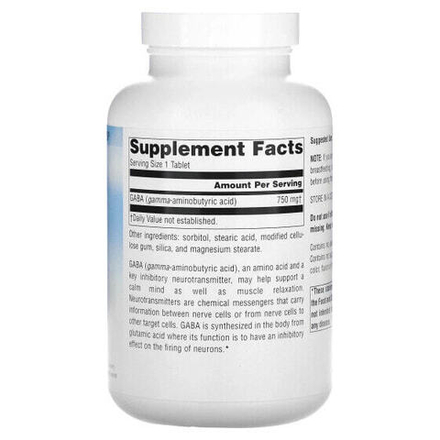 Аминокислоты Source Naturals, GABA Calm Mind, ГАМК, 750 мг, 180 таблеток