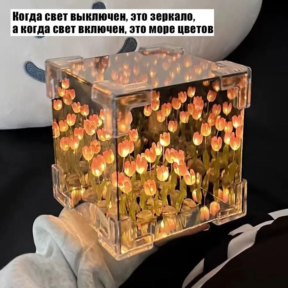Ночник с тюльпанами / diy / розовый