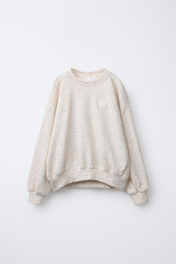 ZARA ТОЛСТОВКА С НАШИВКОЙ, СЕРЫЙ/БЕЖЕВЫЙ