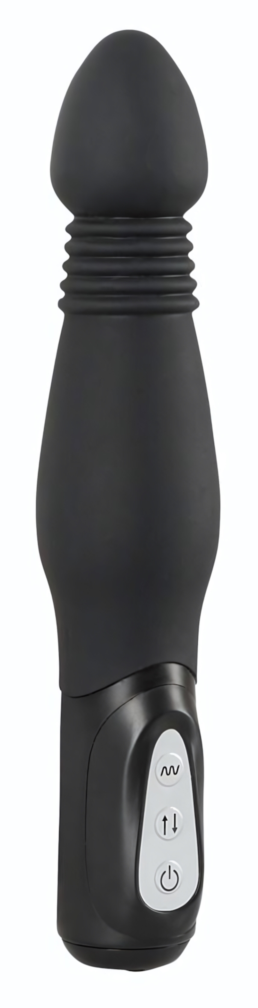 Чёрный анальный вибратор Thrusting Anal Vibe - 23,5 см. (Цвет: черный)