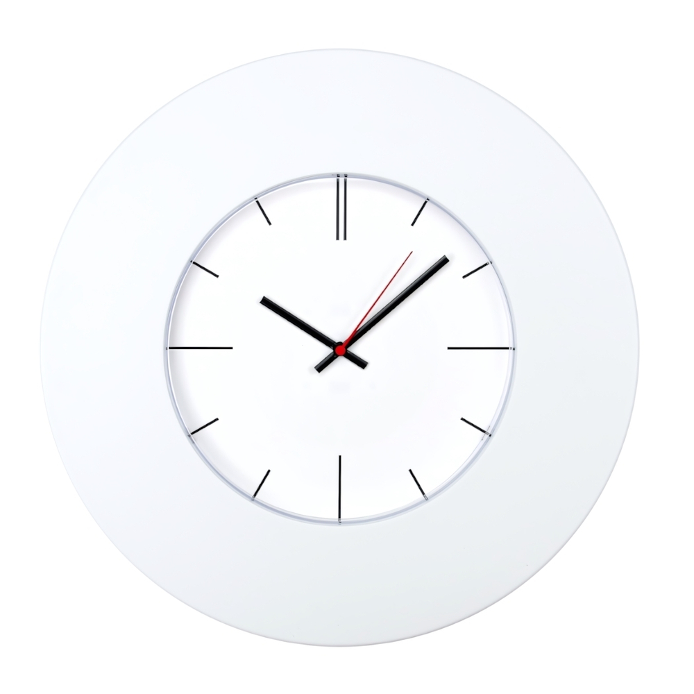Часы настенные, модель 055, D 375 мм, стекло пластик, пластиковый ободок, цвет-белый