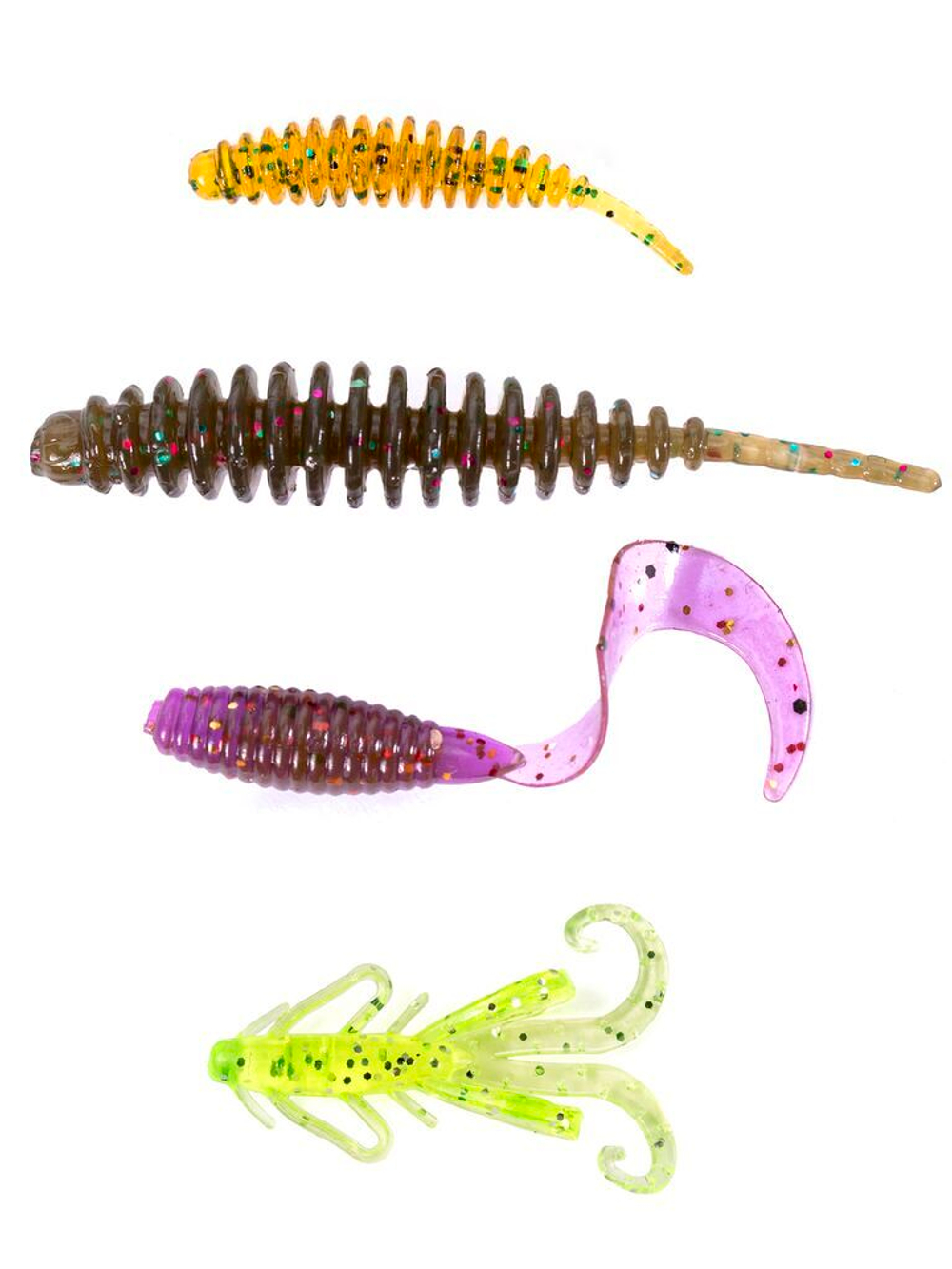 Perch Snack Pack #1 67 шт (0,8"-1,4") - набор силиконовых приманок для окуня от Lucky John