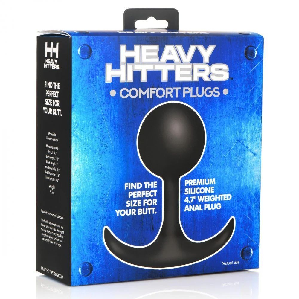 Черная анальная пробка с утяжелением Comfort Plugs Premium Silicone 4.7’’ Weighted Round Plug - 12 см. (Цвет: черный)