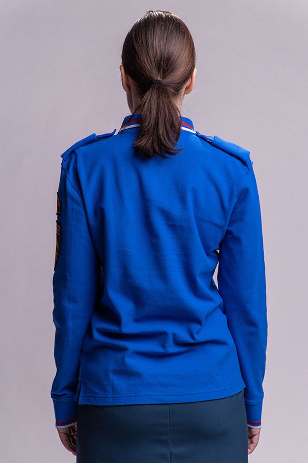 Рубашка-поло женская МЧС длинный рукав (нового образца, василек)