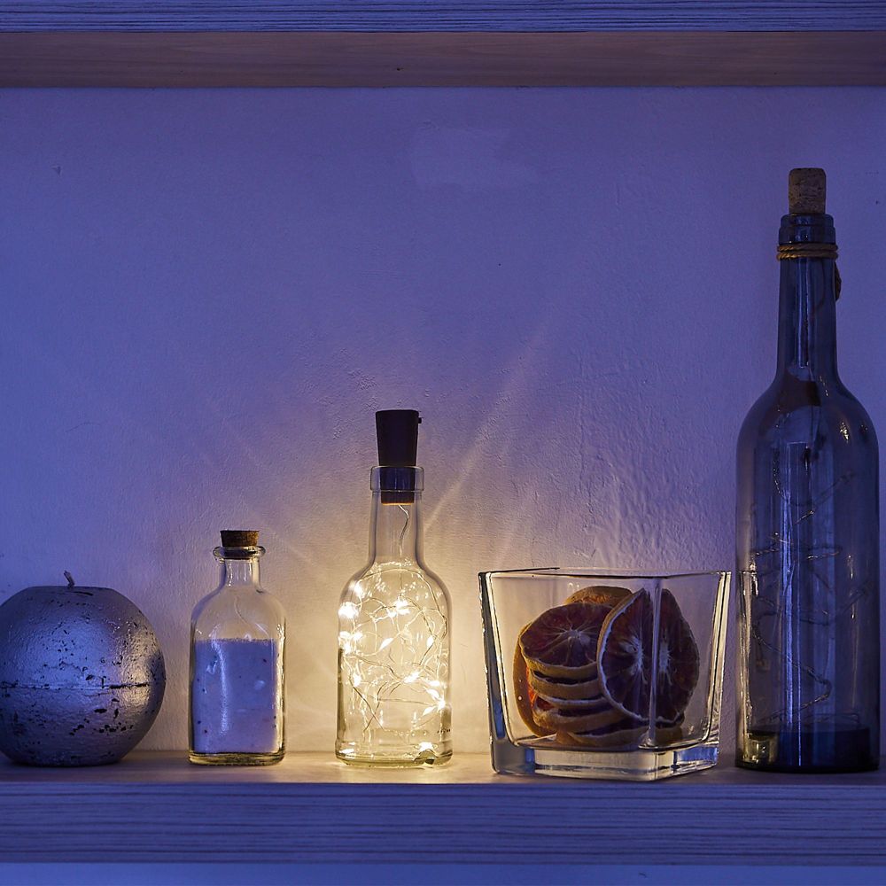 ULD-S0200-020-SСR-3LR WARM WHITE IP20 WINESTOPPER Гирлянда светодиодная Роса с пробкой на батарейках 3xLR44в-к. 2м. 20 светодиодов. Теплый белый свет. Провод медный. TM Uniel