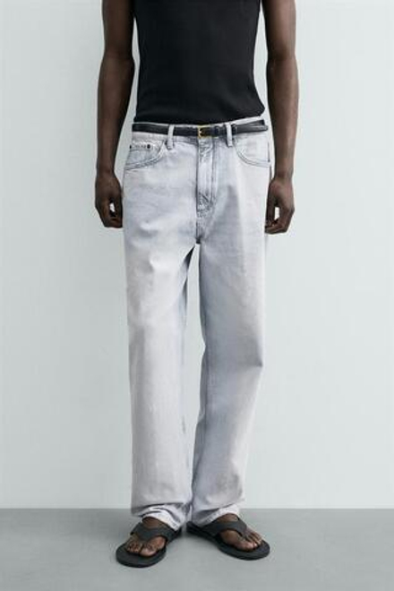 ZARA ДЖИНСЫ STRAIGHT ДЛИНОЙ ДО ЩИКОЛОТКИ, НЕБЕСНО-ГОЛУБОЙ