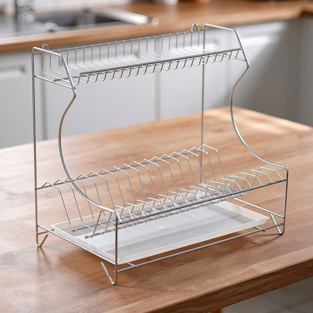 Сушилка для посуды 398*242*375мм с поддоном, цельносварная, белая