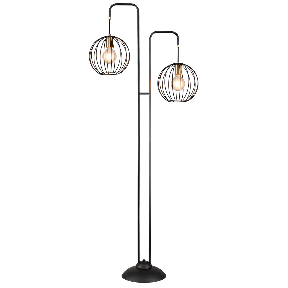 Напольный светильник 2x60Вт E27, металл, чёрный/бронза