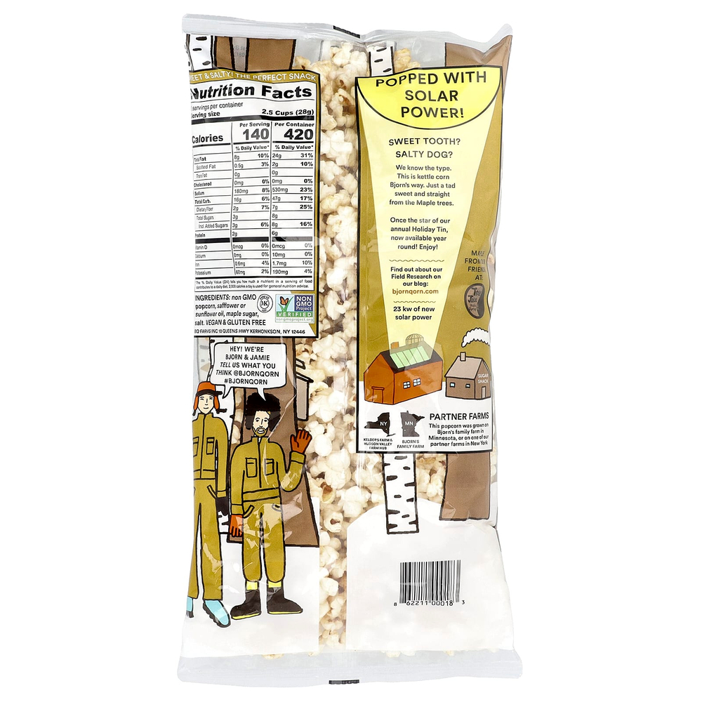 BjornQorn, попкорн, вкус кленового сиропа, 85 г (3 унции)