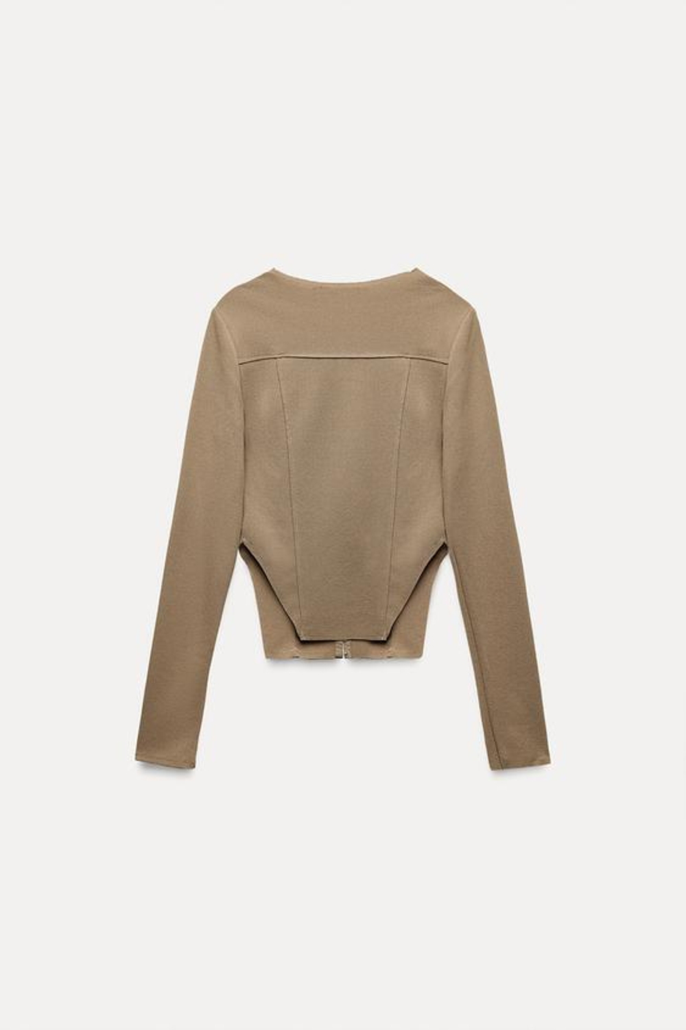 ZARA ТОП С РАЗРЕЗАМИ, ПЕСОЧНЫЙ