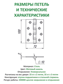 Ручка дверная с магнитной защелкой фиксатором и петлями