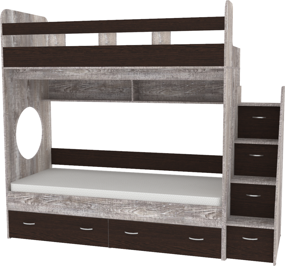Двухъярусная кровать КарИВи Юниор 1 80x160 Бетон Венге