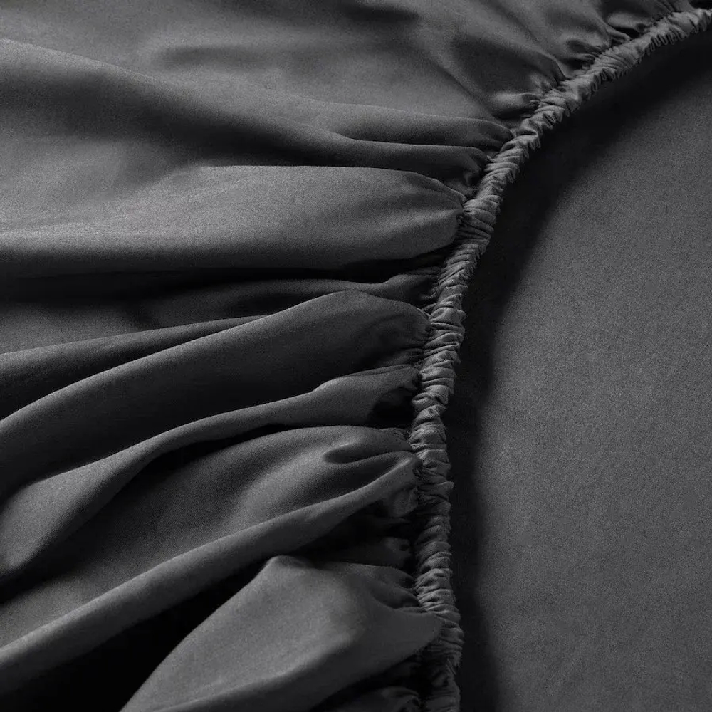 Сатиновая простынь на резинке НАТЕСМИО 160х200 | темно-серый