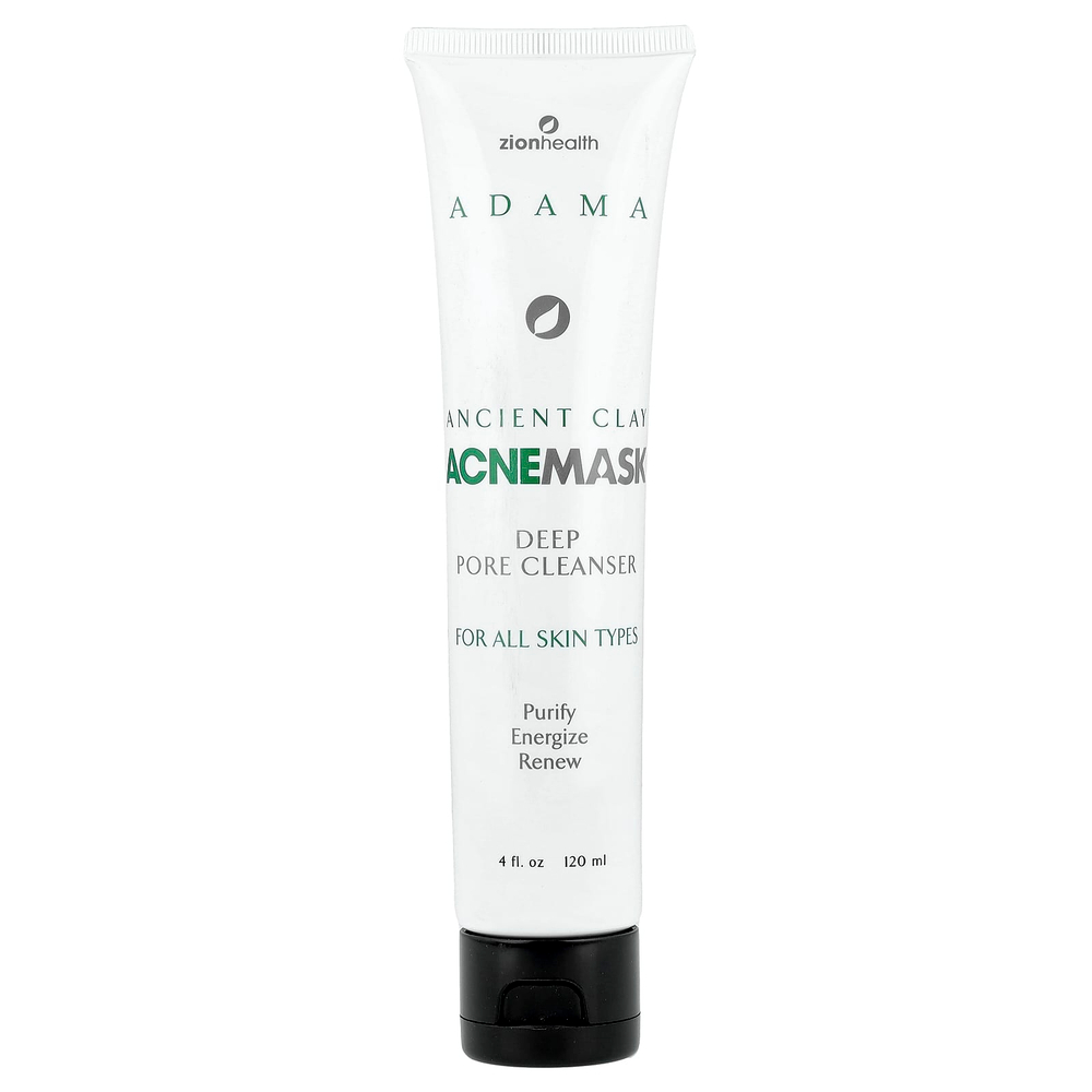 Zion Health, Adama, маска от акне из древней глины, средство для глубокого очищения пор, для всех типов кожи, 120 мл (4 жидк. унции)