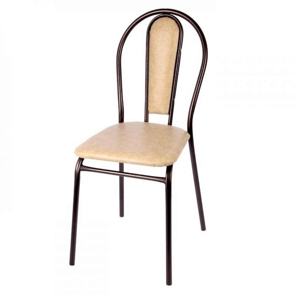 Стул металлический с мягкой спинкой (антик медь, бежевый)