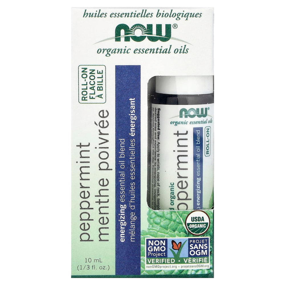 NOW Foods, органические эфирные масла, перечная мята, 10 мл (1/3 жидк. унции)