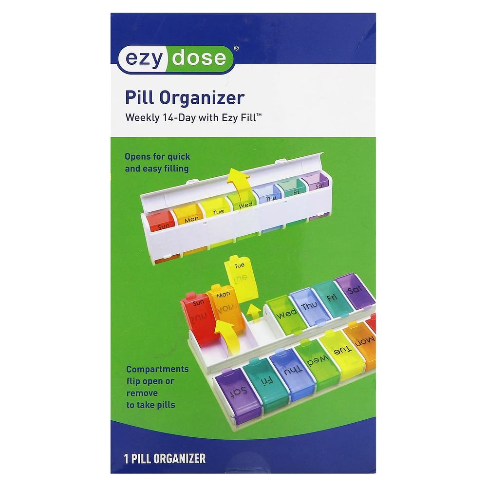 Ezy Dose, Weekly 14-Day, с органайзером для таблеток Ezy Fill, 1 шт.