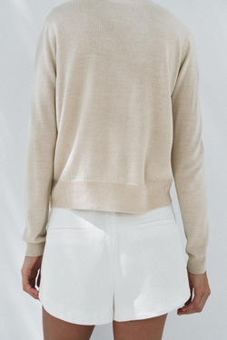 ZARA ОДНОТОННЫЙ СВИТЕР ИЗ СМЕСОВОЙ ШЕРСТИ И АЛЬПАКИ, БЕЖЕВЫЙ