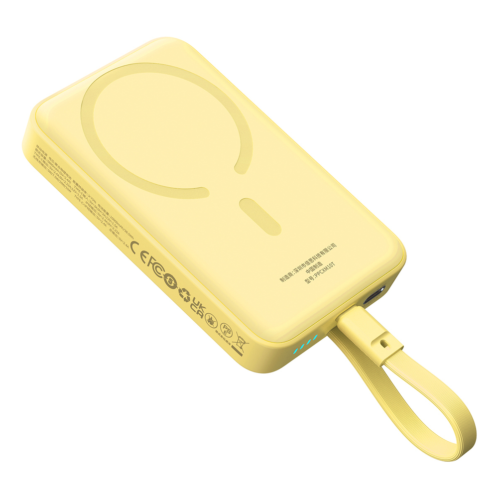 Внешний аккумулятор + Беспроводная зарядка Baseus Magnetic Mini Type-C Edition 2C+Qi 10000mAh 30W (MagSafe) - Lemon Yellow